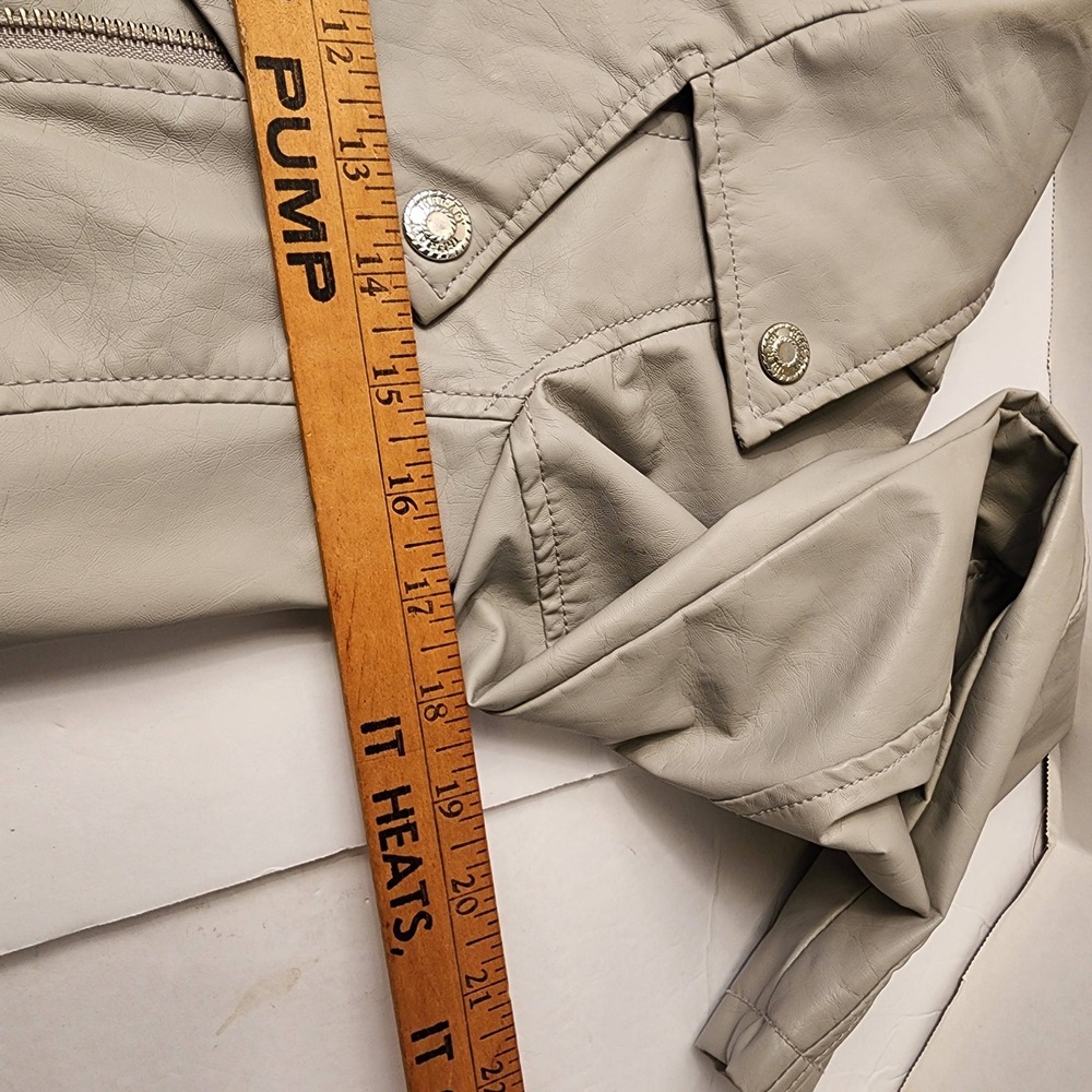 Therapy Grey Asymmetrical Zipper Notched Lapel Biker Jacket Women's Small - Picture 7 of 13